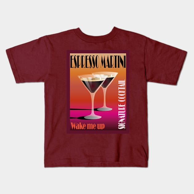 Espresso Martini Cocktail Art Kids T-Shirt by Space Sense Design Studio